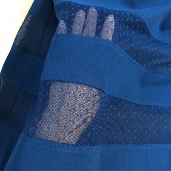 *Aiden Mattox Fit & Flare Mesh Navy Midi Dress - Picture 7 of 7